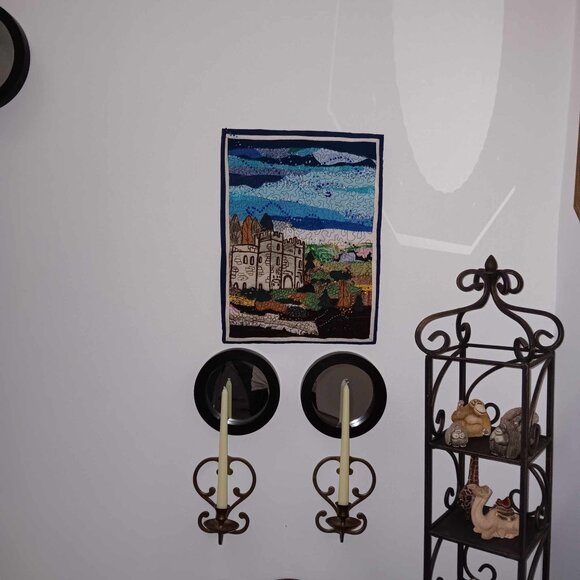 Art Quilt OLD KNIGHT'S CASTLE  Wall Art Quilted Wall Hanging Room Decor 17"x13" - Picture 3 of 4